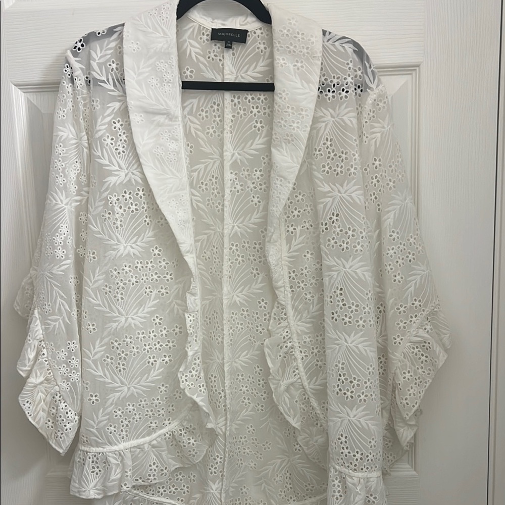 MAJORELLE Ivory Embroidered Kimono
